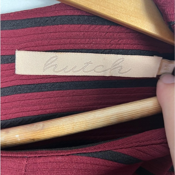 Anthropologie Hutch long sleeve burgundy/black striped Dress size M - Picture 2 of 4